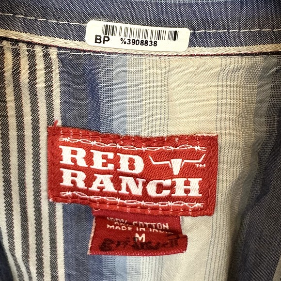 Red Ranch Mens Medium Western Snap Stripes Button Down - Picture 2 of 6